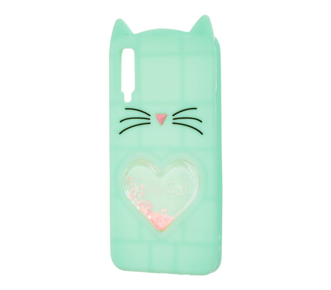 Накладка CAT 3D для Samsung A7 (2018) A750 м`ятна з сердечком-0